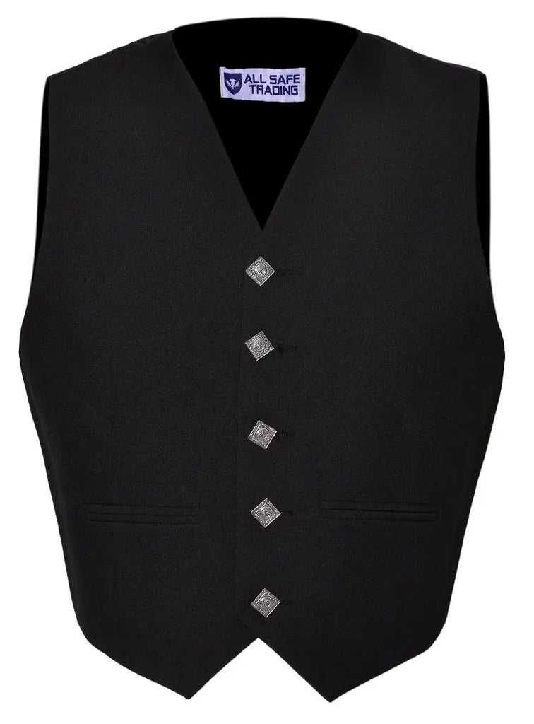 Scottish Black Argyle Kilt Jacket With Waistcoat/Vest - Sizes 36"- 54" All Safe International