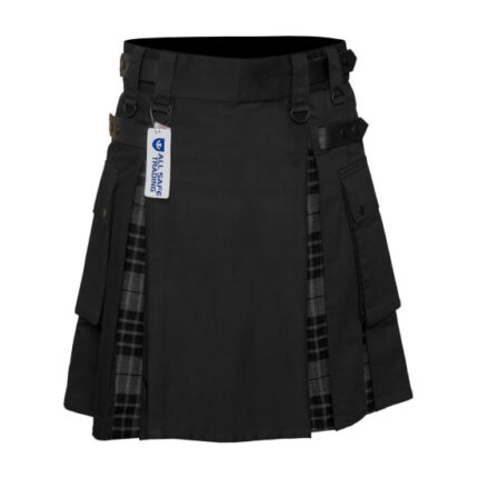 Men's Black & Grey Watch Tartan Hybrid Utility Kilt