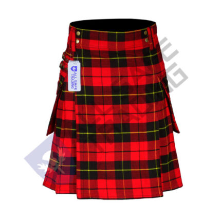 Scottish Men's Modern Wallace 16oz Tartan Pockets Utility Kilt, Cargo Kilt